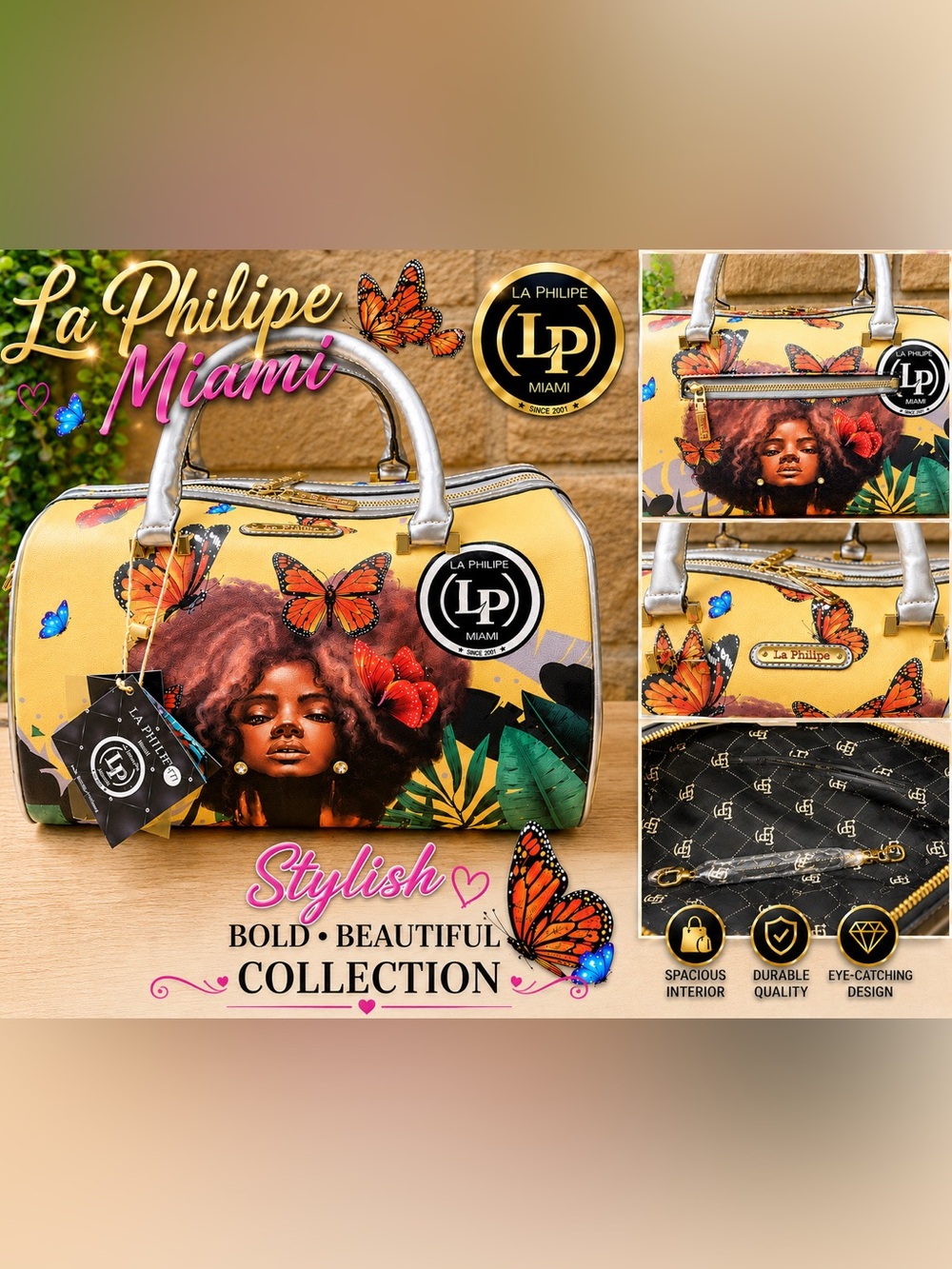 La Philipe Miami Butterfly-Print Satchel